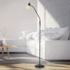 JUST LIGHT. Vloerlamp Loki, zwart, ijzer, glas