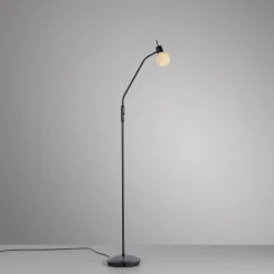 JUST LIGHT. Vloerlamp Loki, zwart, ijzer, glas