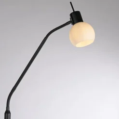 JUST LIGHT. Vloerlamp Loki, zwart, ijzer, glas