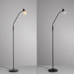 JUST LIGHT. Vloerlamp Loki, zwart, ijzer, glas