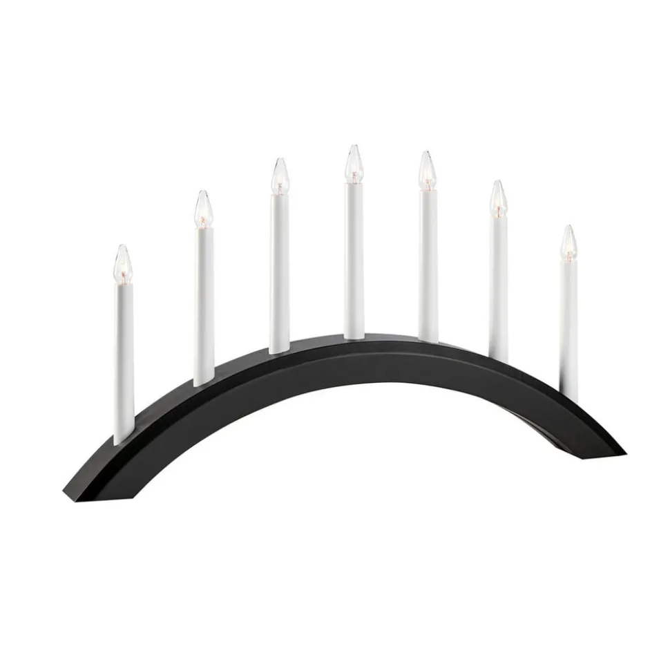 Kandelaar Avento van hout 7-lamps, zwart