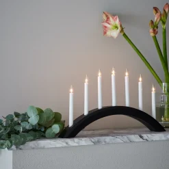 Kandelaar Avento van hout 7-lamps, zwart