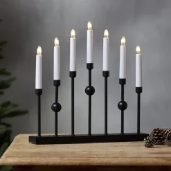 Kandelaar Gustav, zwart metaal hoogte 37 cm 7-lamps