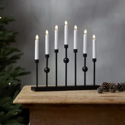 Kandelaar Gustav, zwart metaal hoogte 37 cm 7-lamps