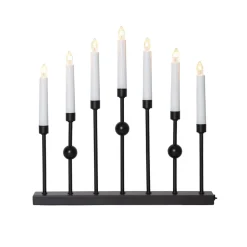 Kandelaar Gustav, zwart metaal hoogte 37 cm 7-lamps