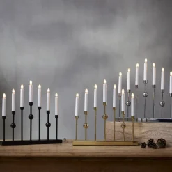 Kandelaar Gustav, zwart metaal hoogte 37 cm 7-lamps