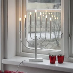 Kandelaar Kristina, wit, metaal, hoogte 47 cm, 7-lamps