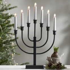 Kandelaar Kristina, zwart metaal hoogte 47 cm 7-lamps