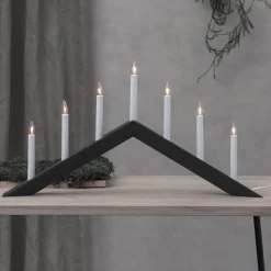 Kandelaar Pijl, plat, 7-vlam, zwart