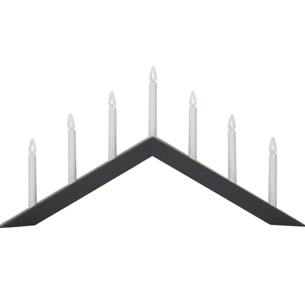 Kandelaar Pijl, plat, 7-vlam, zwart