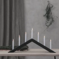 Kandelaar Pijl, plat, 7-vlam, zwart