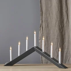 Kandelaar Pijl, plat, 7-vlam, zwart