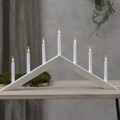 Kandelaar Pijl, plat, 7-vlam, wit