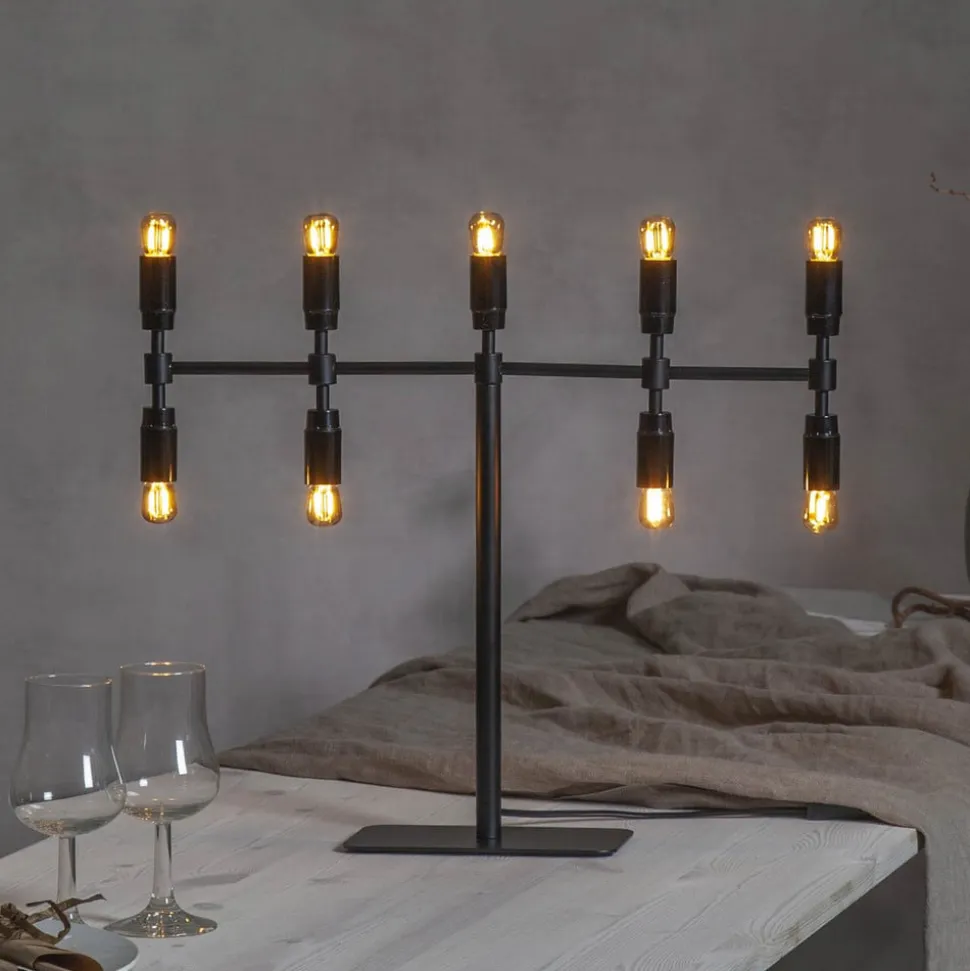 Kandelaar Twice, zwart, 9-lamps, 42 cm