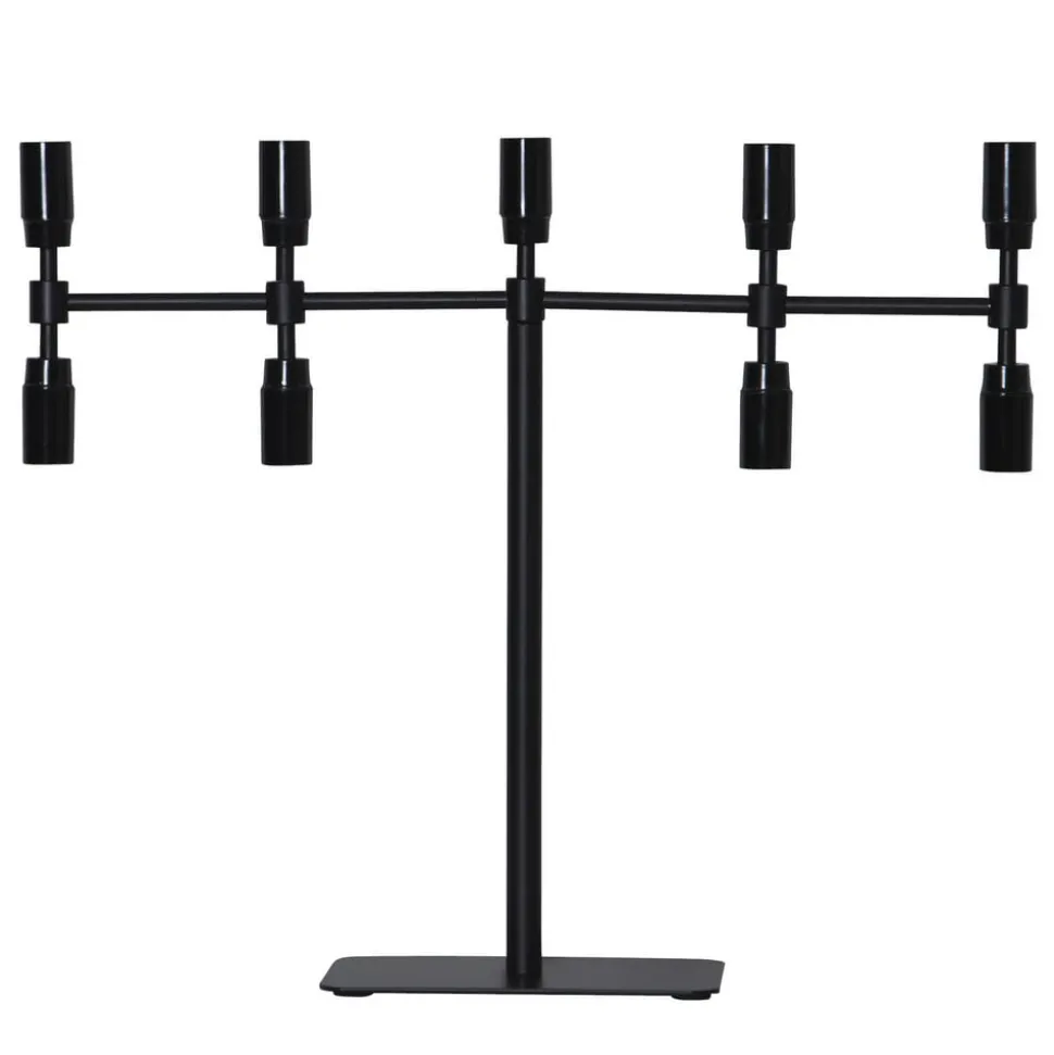 Kandelaar Twice, zwart, 9-lamps, 42 cm