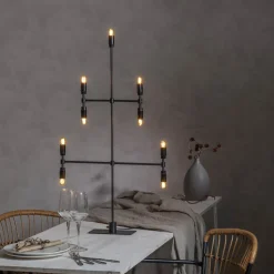 Kandelaar Twice, zwart, 9-lamps, 91 cm