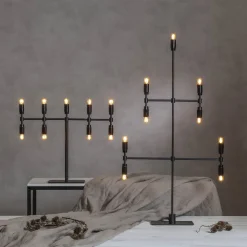 Kandelaar Twice, zwart, 9-lamps, 91 cm