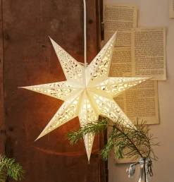 Kanten papieren ster, Ø 45 cm, wit, zonder verlichting