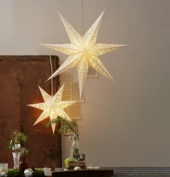 Kanten papieren ster, Ø 45 cm, wit, zonder verlichting