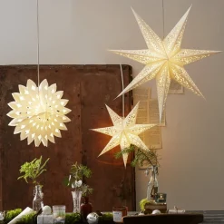 Kanten papieren ster, Ø 45 cm, wit, zonder verlichting