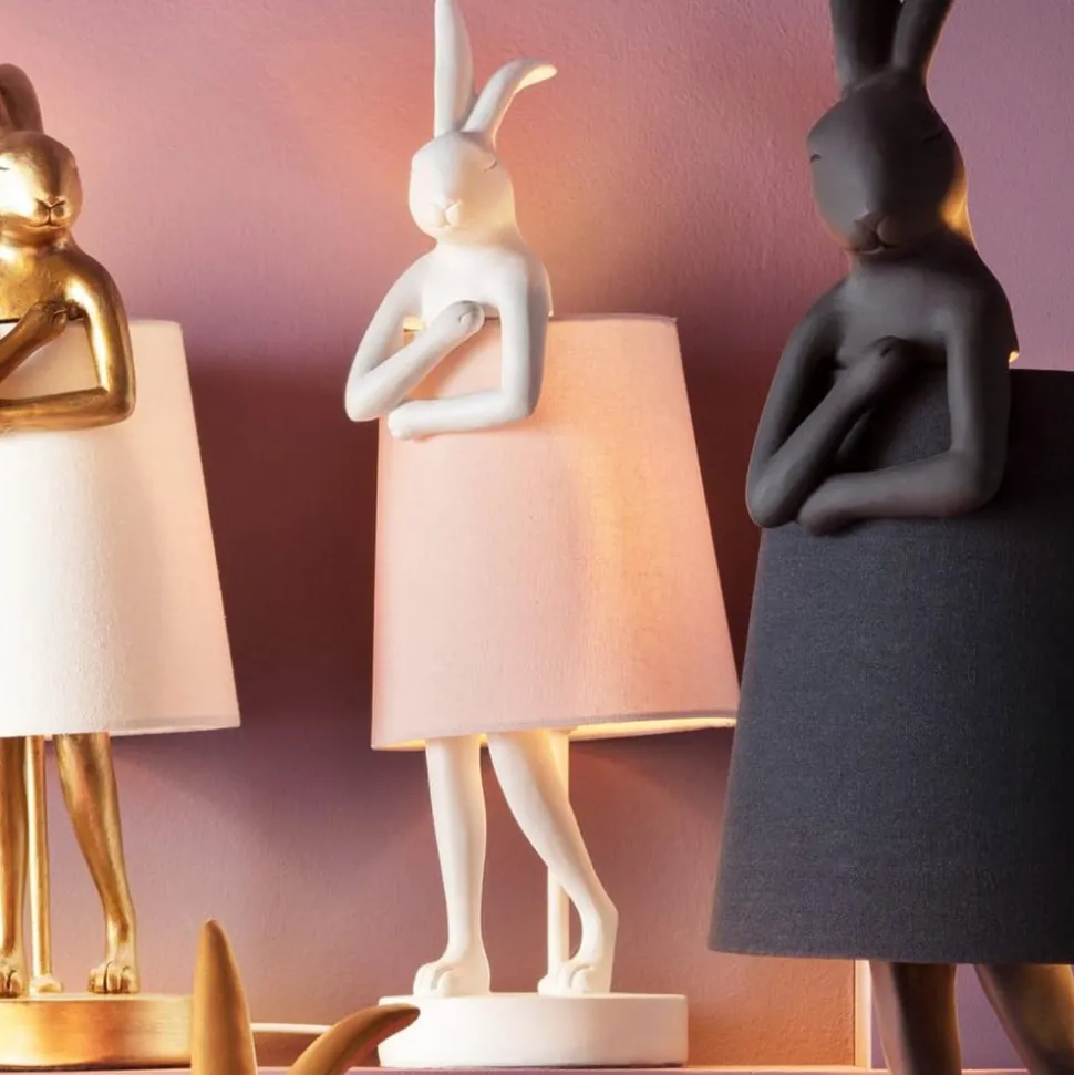 KARE Animal Rabbit tafellamp, wit/roze, hoogte 50 cm