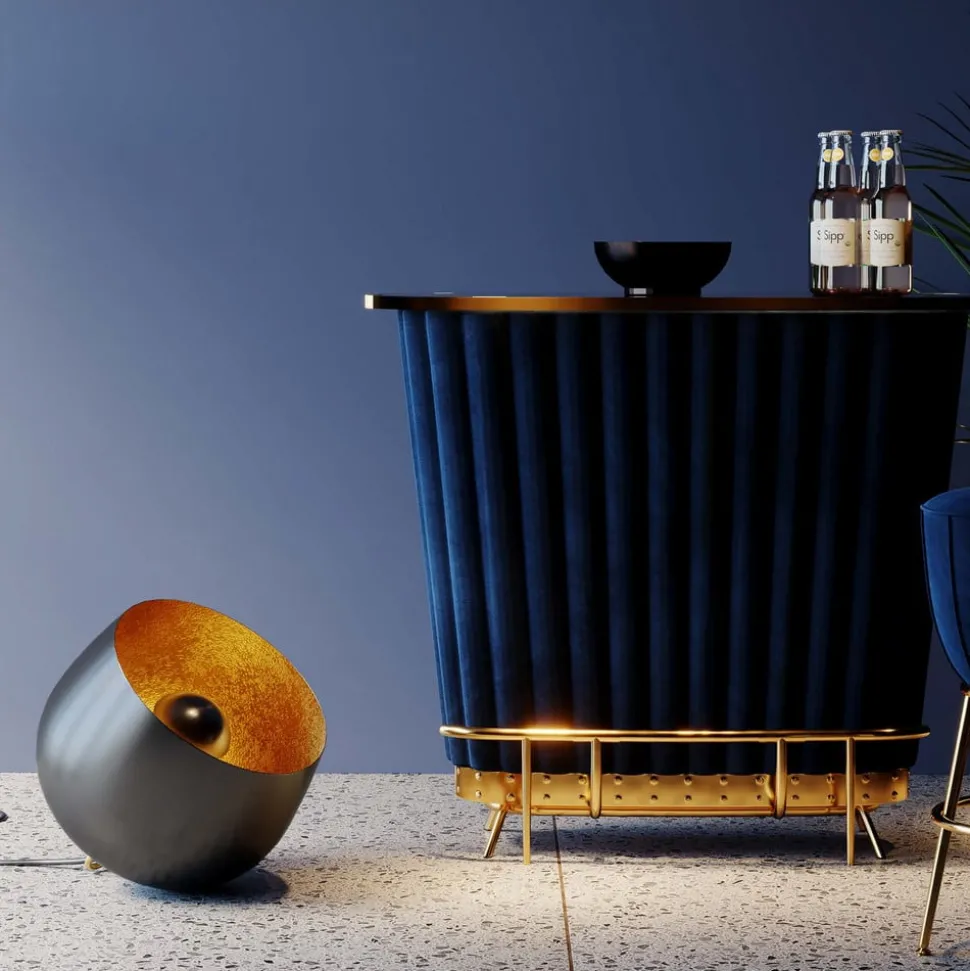 Kare Apollon vloerlamp, zwart, Ø 50 cm