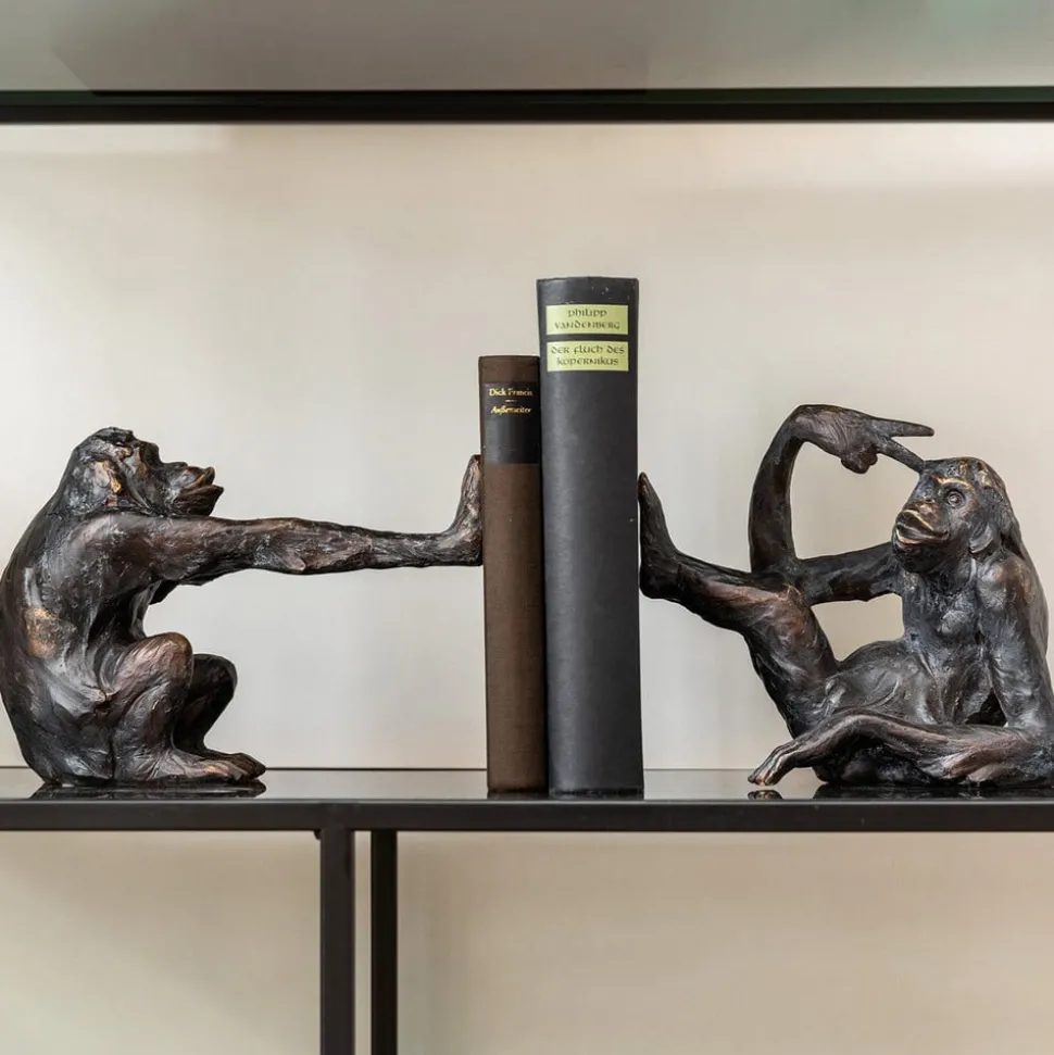 KARE Boekensteun Aap, polyresin, zwart, set van 2