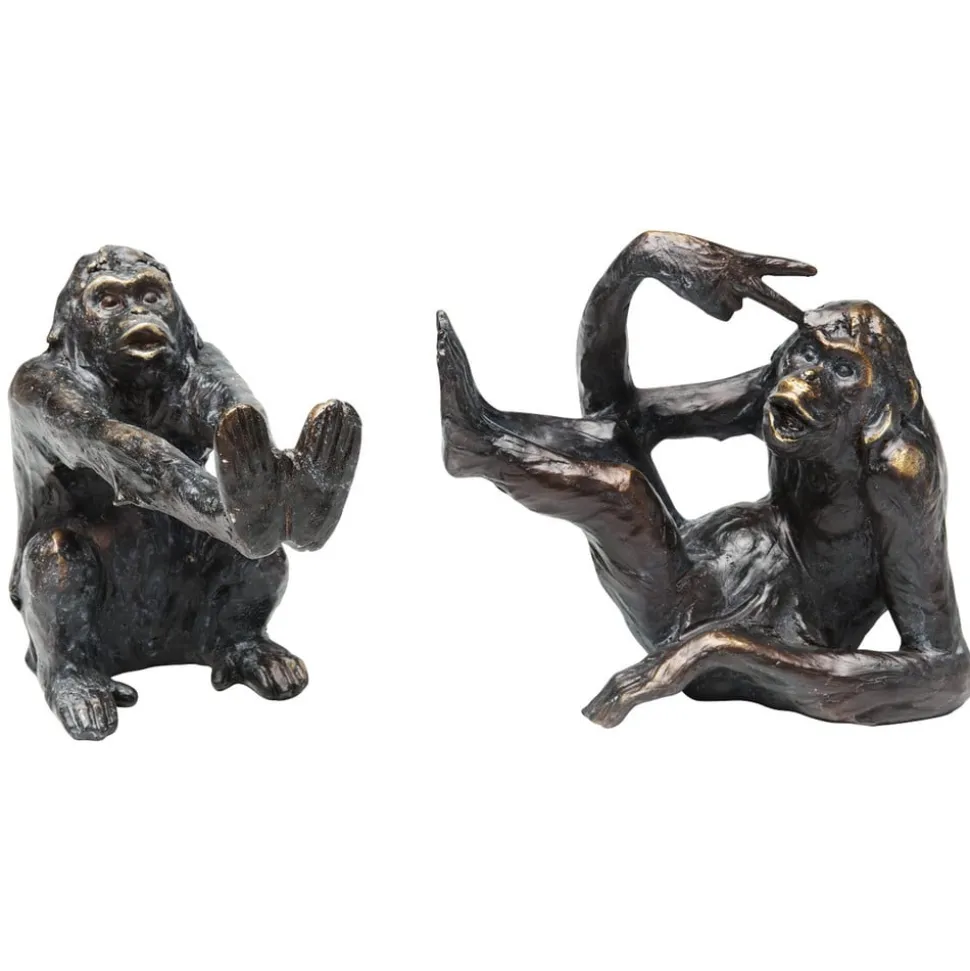 KARE Boekensteun Aap, polyresin, zwart, set van 2