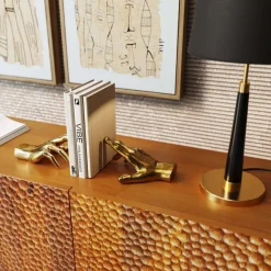 KARE boekensteun Vingers vasthouden, goudkleurig, set van 2