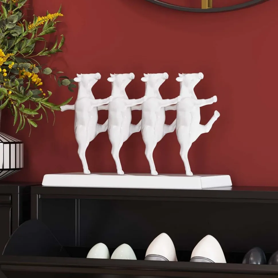KARE Dansende koeien decoratief beeldje, wit, polyresin, hoogte 23 cm