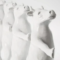 KARE Dansende koeien decoratief beeldje, wit, polyresin, hoogte 23 cm