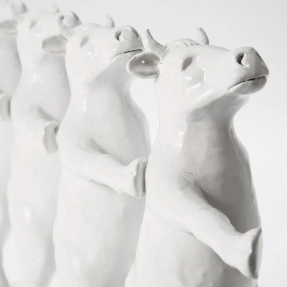 KARE Dansende koeien decoratief beeldje, wit, polyresin, hoogte 23 cm