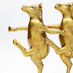 KARE Dansende koeien decoratief beeldje, goudkleurig, polyresin, H 23 cm