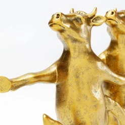 KARE Dansende koeien decoratief beeldje, goudkleurig, polyresin, H 23 cm