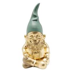 KARE decoratief beeldje dwerg Zittend, groen/goudkleurig, polyresin