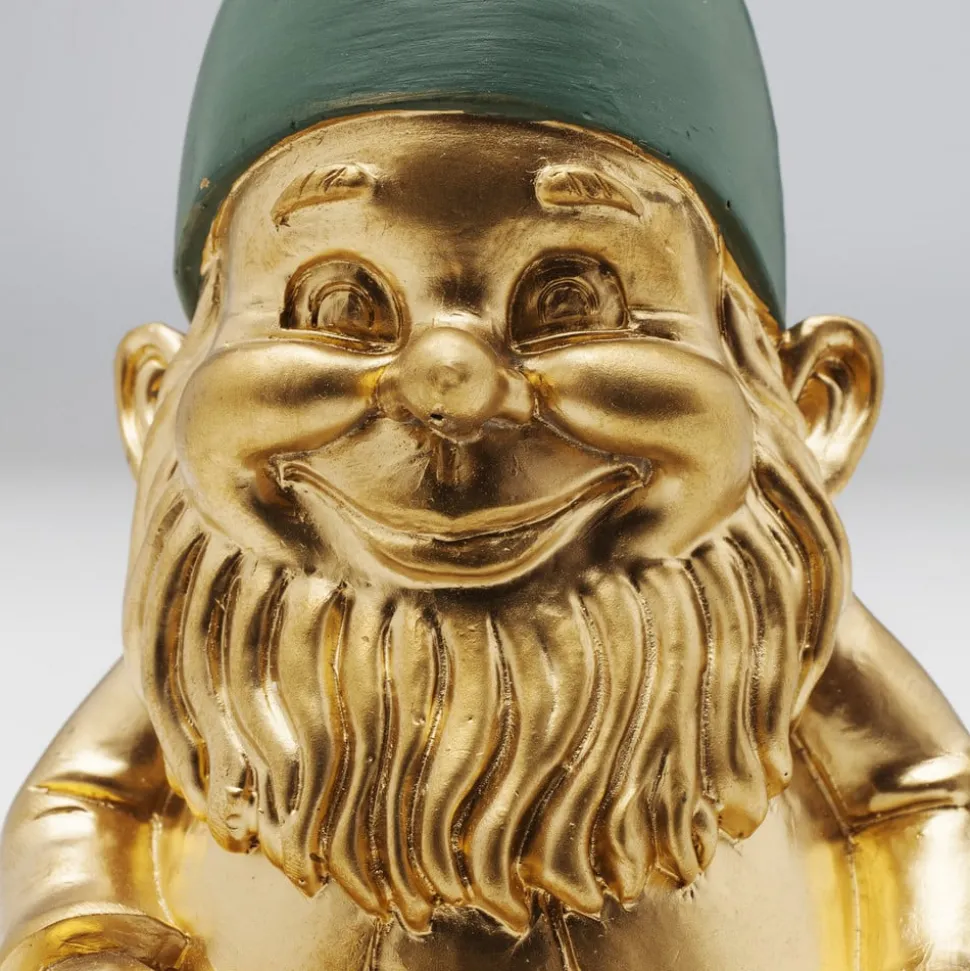 KARE decoratief beeldje dwerg Zittend, groen/goudkleurig, polyresin