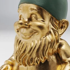 KARE decoratief beeldje dwerg Zittend, groen/goudkleurig, polyresin
