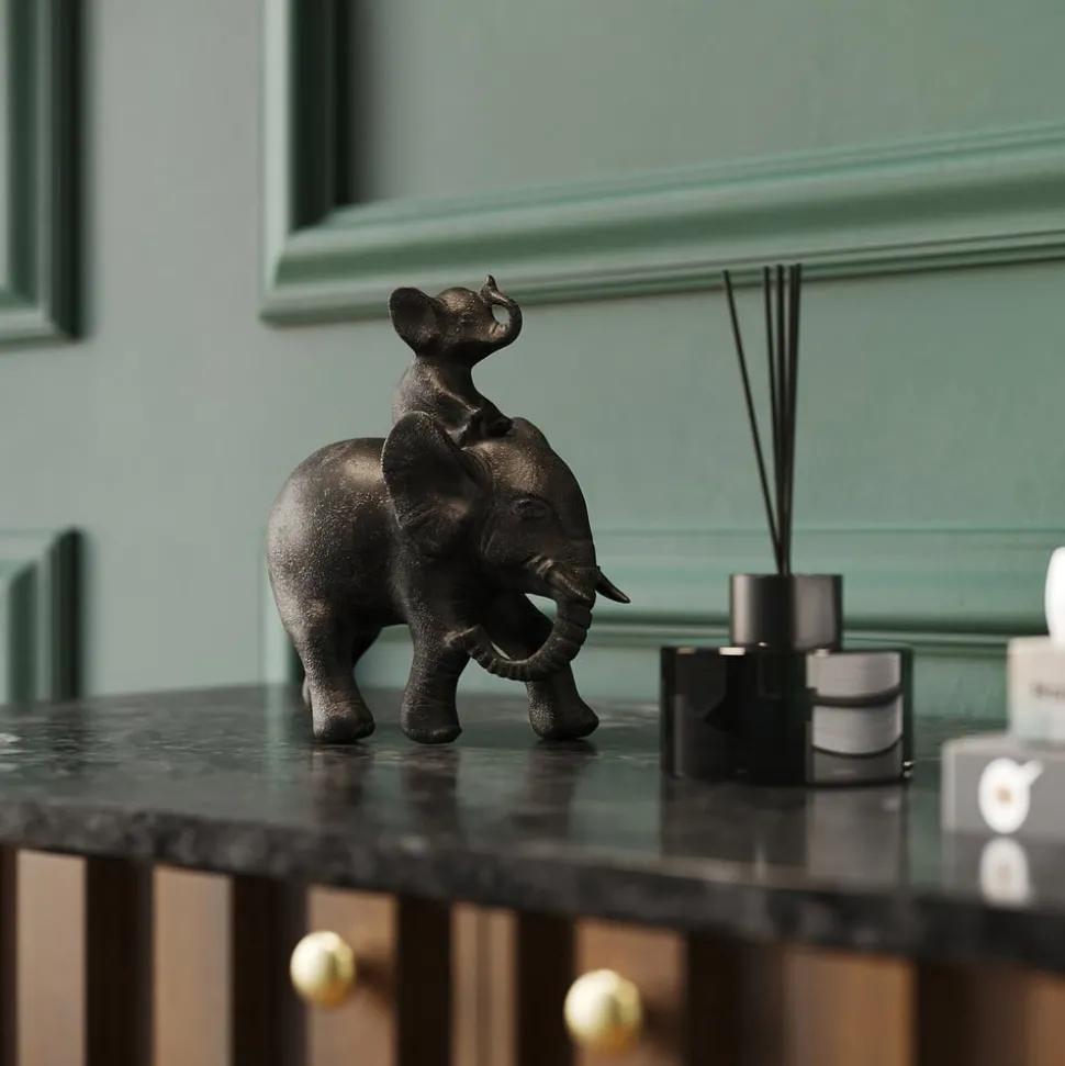 KARE decoratief beeldje Olifant Dumbo Uno, polyresin, bruin, H 19 cm