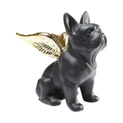 KARE decoratief beeldje Zittende Engel Hond, zwart/goud, steengoed