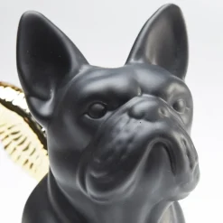 KARE decoratief beeldje Zittende Engel Hond, zwart/goud, steengoed