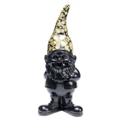 KARE decoratief figuur dwerg staand, zwart/goud, polyresin