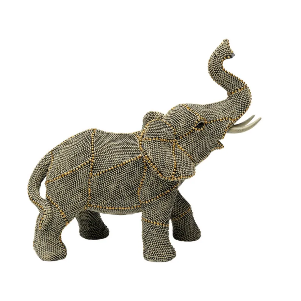 KARE decoratief figuur wandelende olifant parels, hoogte 24 cm, grijs