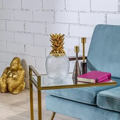 KARE decoratieve doos Ananas, hoogte 31 cm, glas, helder, goud