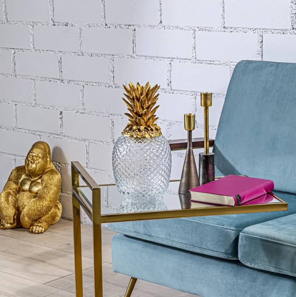 KARE decoratieve doos Ananas, hoogte 31 cm, glas, helder, goud