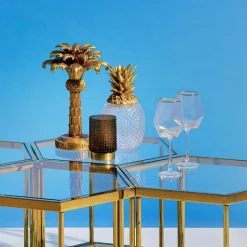 KARE decoratieve doos Ananas, hoogte 31 cm, glas, helder, goud