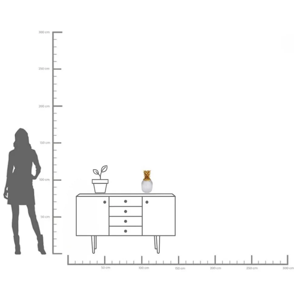 KARE decoratieve doos Ananas, hoogte 31 cm, glas, helder, goud