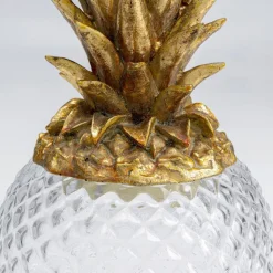 KARE decoratieve doos Ananas, hoogte 31 cm, glas, helder, goud