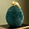 KARE decoratieve doos Kameleon, hoogte 34 cm, donkergroen, goud