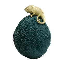 KARE decoratieve doos Kameleon, hoogte 34 cm, donkergroen, goud