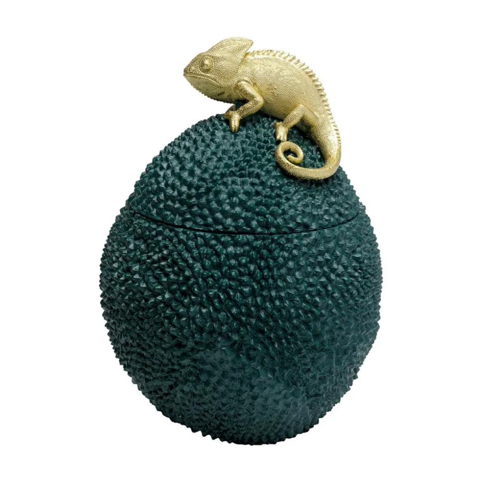 KARE decoratieve doos Kameleon, hoogte 34 cm, donkergroen, goud